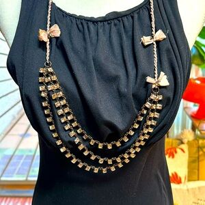 Vintage J Crew Rhinestone and Silk Necklace - Excellent Condition